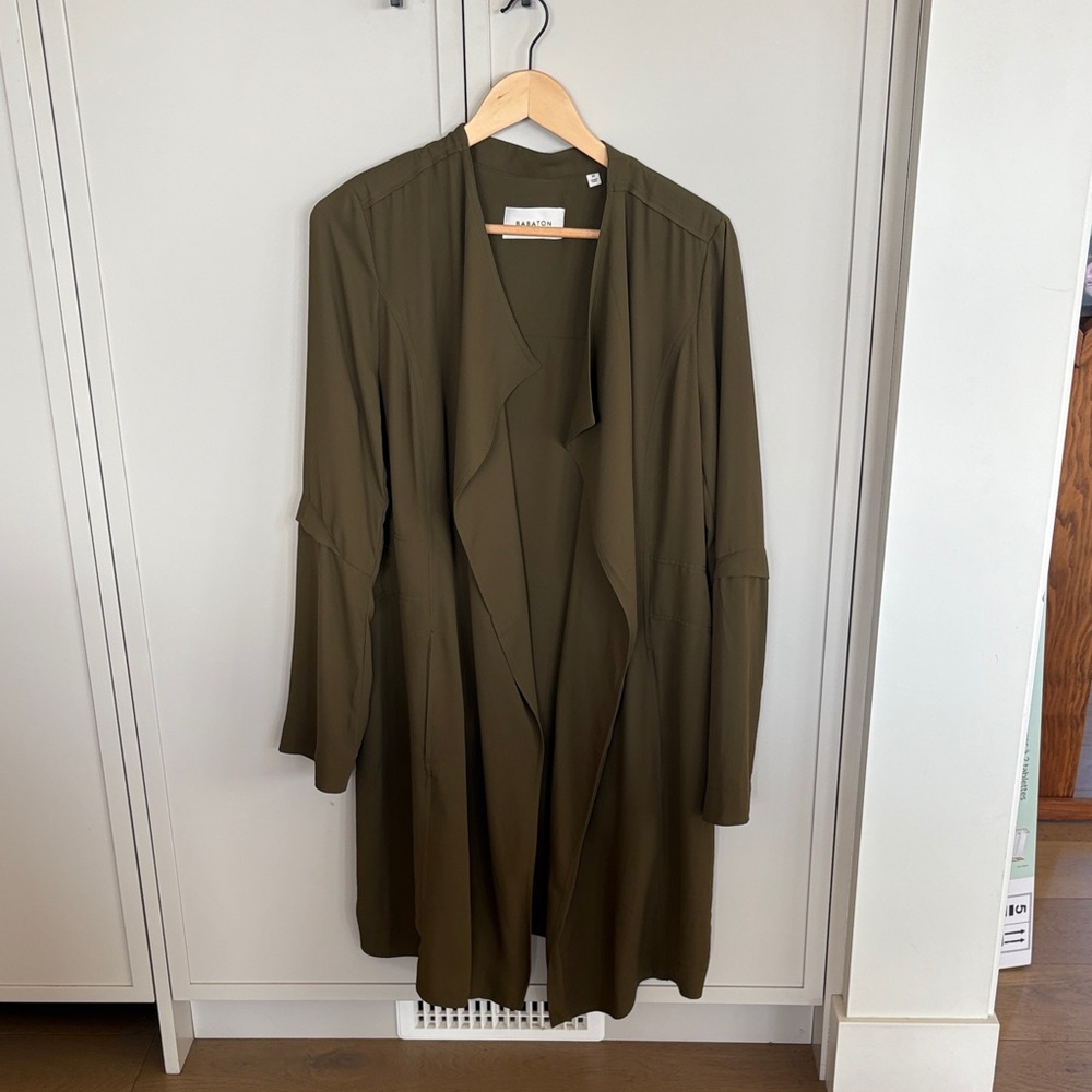Babaton Olive Green Draped Long Blazer
